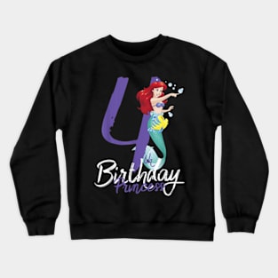 Mermaid Ariel 4Th Birthday Princess Crewneck Sweatshirt